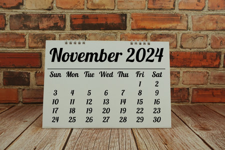 November 2024 annual monthly desk calendar for planning and managementの写真素材