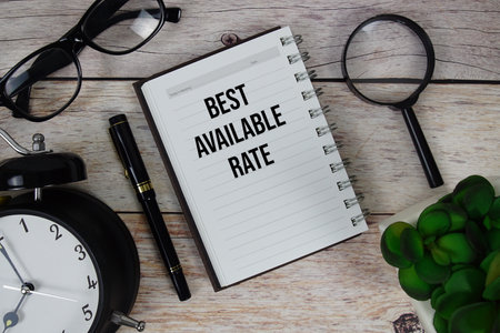 Best Available Rate (BAR) text on notepad, Business and Financial concept backgroundの写真素材