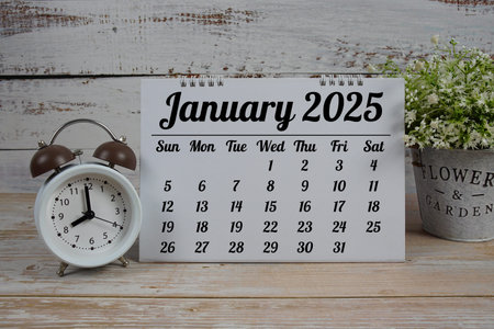January 2025 annual monthly desk calendar for planning and management