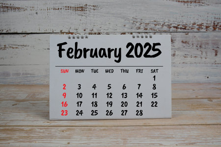 February 2025 annual monthly desk calendar forの写真素材