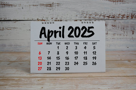 April 2025 annual monthly desk calendar for planning and managementの写真素材