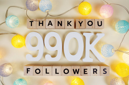 Thank You 990000, 990K Followers congratulation and celebration social media subscribers and...