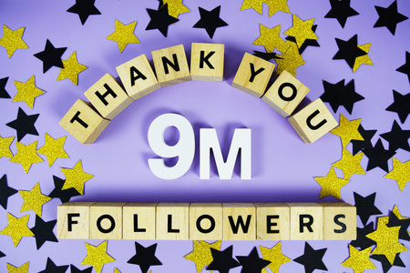 Thank You 9000000, 9M Followers congratulation and celebration social media subscribers and followersの写真素材