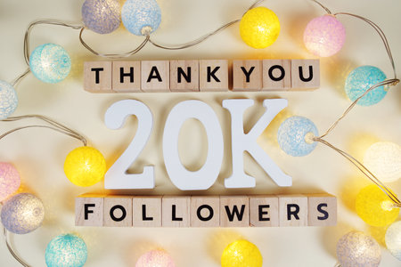 Thank You 20000, 20K Followers congratulation and celebration social media subscribers and followersの写真素材