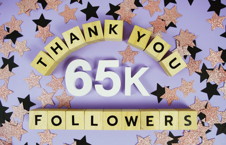Thank You 65000, 65K Followers congratulation and celebration social media subscribers and followersの写真素材