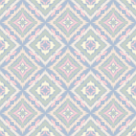 Seamless Ikat ethnic traditional Textile pattern geometric abstract folklore ornament Tribal ethnic illustration background design for print, clothing, scarfの写真素材