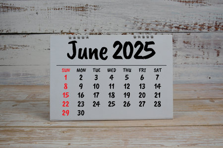 June 2025 annual monthly desk calendar for planning and managementの写真素材