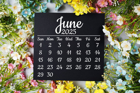June 2025 annual monthly desk calendar for planning and managementの写真素材