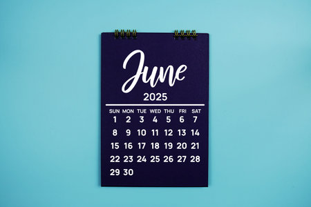 June 2025 annual monthly desk calendar for planning and managementの写真素材