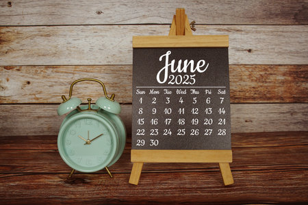 June 2025 annual monthly desk calendar for planning and management