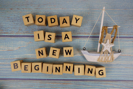 Today is a New Beginning motivational and inspiration quoteの写真素材