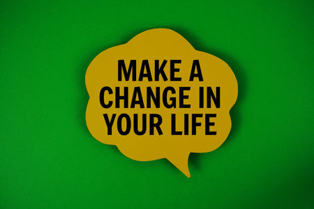 Make A Change In Your Life text with speech bubble on green background