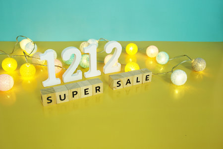 12.12 Super Sale Promotion and Marketing with cotton balls decorationの写真素材