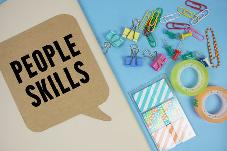 People Skills text with stationery on cover notebook backgroundの写真素材