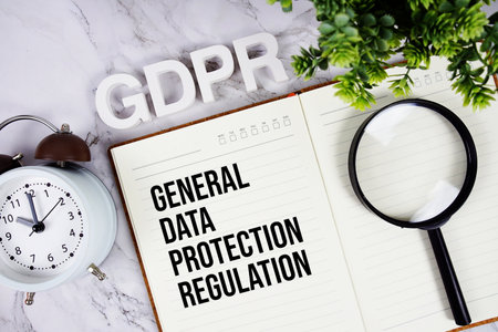 GDPR - General Data Protection Regulation acronym on notepad, Tecnology and software concept backgroundの写真素材