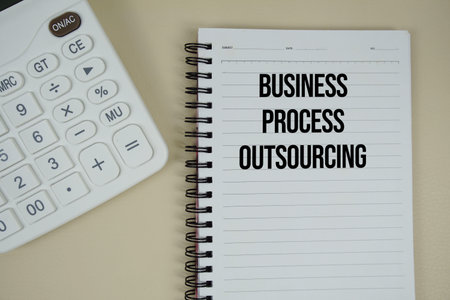 Business Process Outsourcing text with calculator phrase of business and financial concept