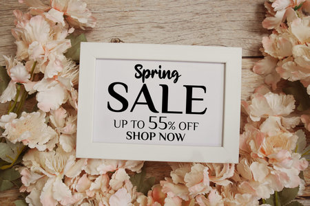 Spring Sale 55% off Promotion Offer Discount Retail Shopping Concept