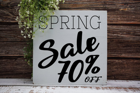 Spring Sale 70% Promotion Offer Discount Retail Shopping Concept