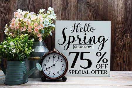 Spring Sale 75% Promotion Offer Discount Retail Shopping Concept