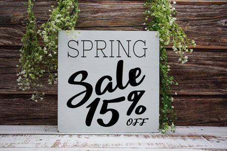 Spring Sale 15% Promotion Offer Discount Retail Shopping Concept