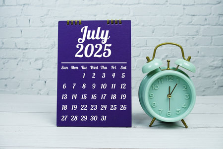 July 2025 annual monthly desk calendar for planning and managementの写真素材