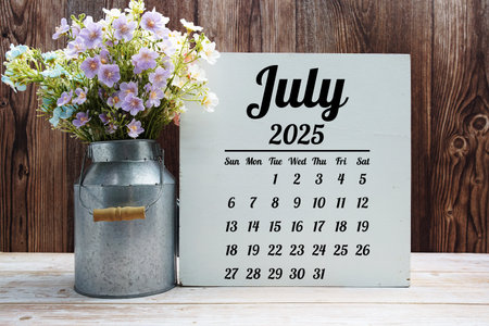 July 2025 annual monthly desk calendar for planning and management