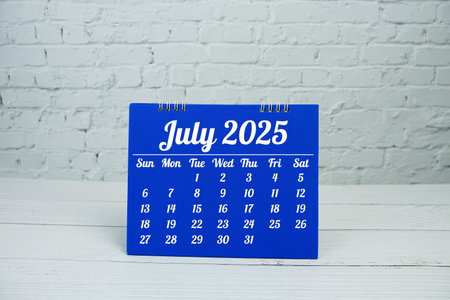July 2025 annual monthly desk calendar for planning and managementの写真素材