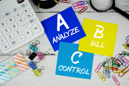 ABC Abbreviation of Analyze Bill Control text phrase of business and financial conceptの写真素材