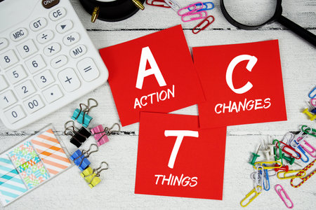 ACT Abbreviation of Action Changes Things text phrase of business and financial conceptの写真素材