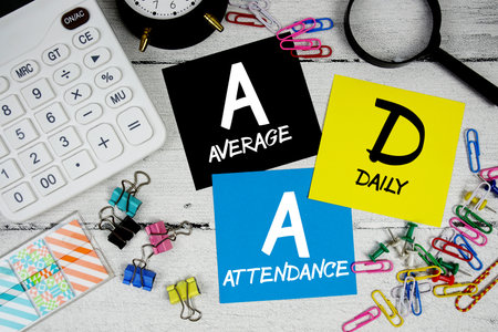 ADA abbreviation of Average Daily Attendance text phrase of business and financial conceptの写真素材