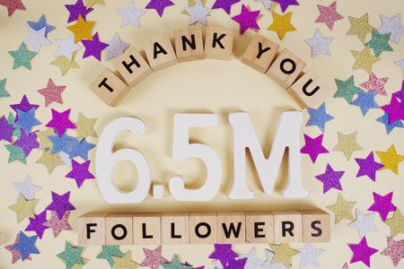 Thank You 650000000, 6.5M Followers congratulation and celebration social media subscribers and followersの写真素材