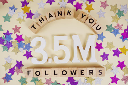 Thank You 3500000, 3.5M Followers congratulation and celebration social media subscribers and followersの写真素材