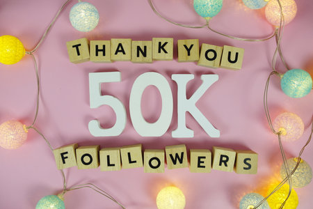 Thank You 50000, 50K Followers congratulation and celebration social media subscribers and followersの写真素材