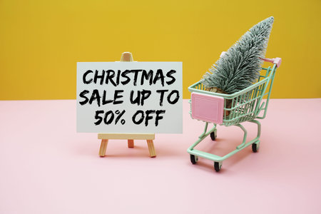 Christmas sale up to 50% off Promotion and Marketing with mini trolley shopping cart