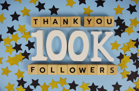 Thank You 100000, 100K Followers congratulation and celebration social media subscribers and followersの写真素材