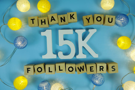 Thank You 15000, 15K Followers congratulation and celebration social media subscribers and followersの写真素材