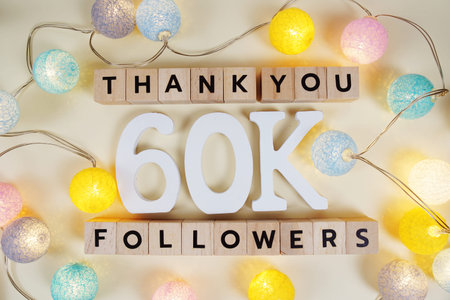 Thank You 60000, 60K Followers congratulation and celebration social media subscribers and followers