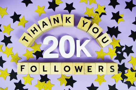 Thank You 20000, 20K Followers congratulation and celebration social media subscribers and followersの写真素材