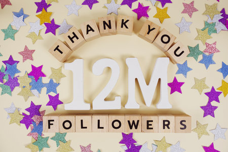 Thank You 120000000, 12M Followers congratulation and celebration social media subscribers and followersの写真素材