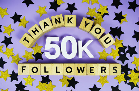 Thank You 50000, 50K Followers congratulation and celebration social media subscribers and followersの写真素材