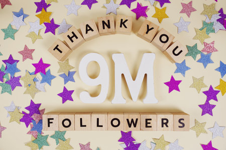 Thank You 9000000, 9M Followers congratulation and celebration social media subscribers and followersの写真素材
