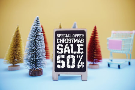 Christmas sale up to 50% off Promotion and Marketing with mini trolley shopping cart