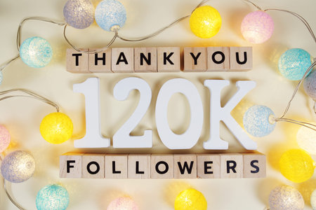 Thank You 120000, 120K Followers congratulation and celebration social media subscribers and...
