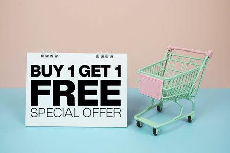 Buy 1 Get 1 Free Promotion and Marketing with mini trolley shopping cart