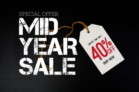 Mid Year Sale 40% off with price tag label Promotion shopping concept