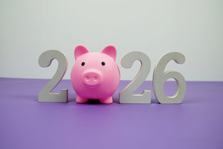 New Year 2026 saving money and start investment concept with piggy bank