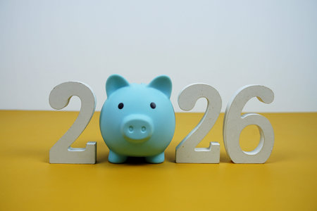 New Year 2026 saving money and start investment concept with piggy bank