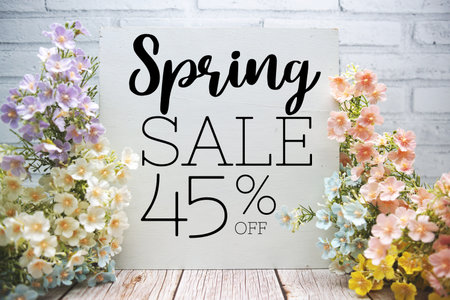 Spring Sale 45% off Promotion Offer Discount Retail Shopping Concept