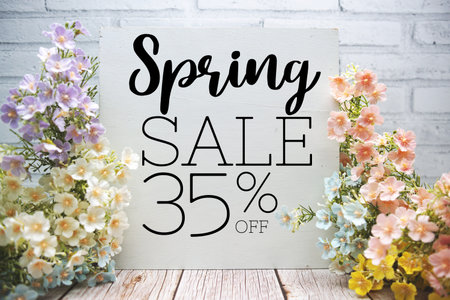 Spring Sale 35% off Promotion Offer Discount Retail Shopping Concept