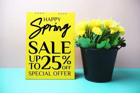 Spring Sale 25% off Promotion Offer Discount Retail Shopping Concept
